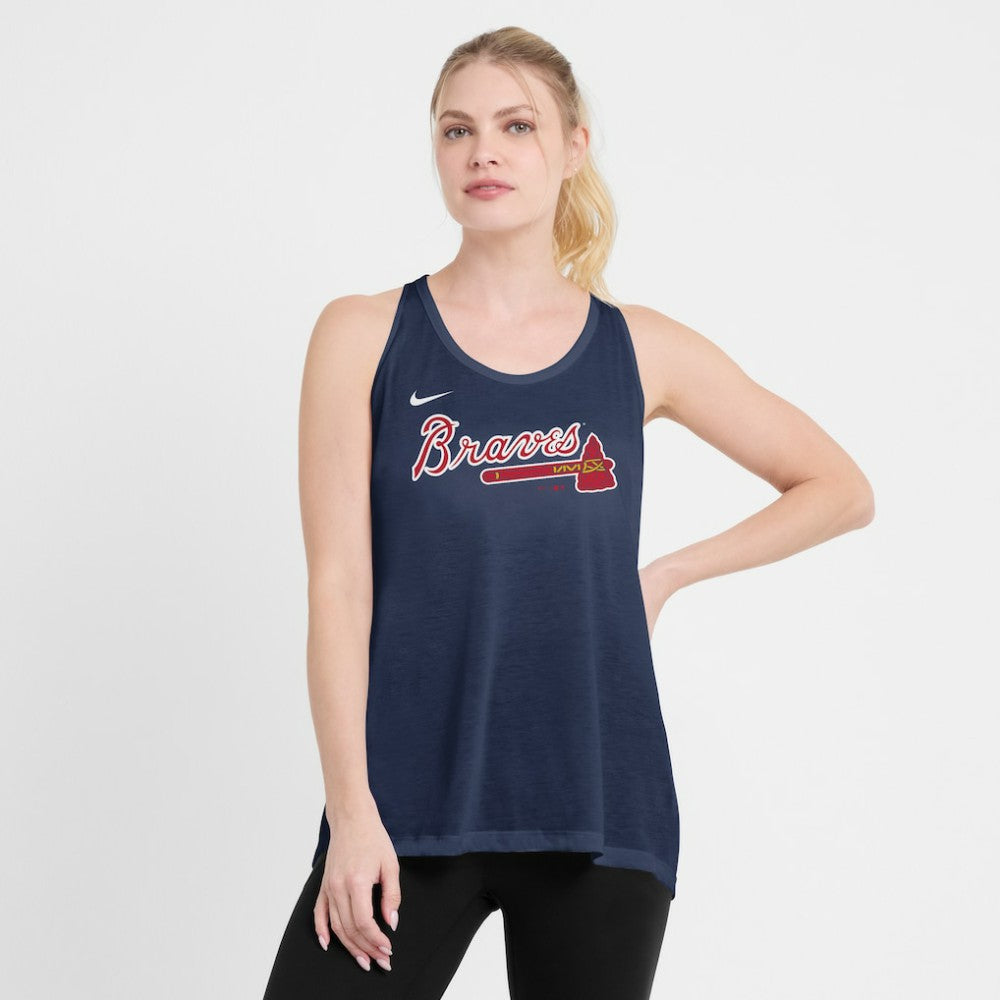 Atlanta Braves Nike Open-Back Crisscross Dri-FIT Tank Top Lifestyle