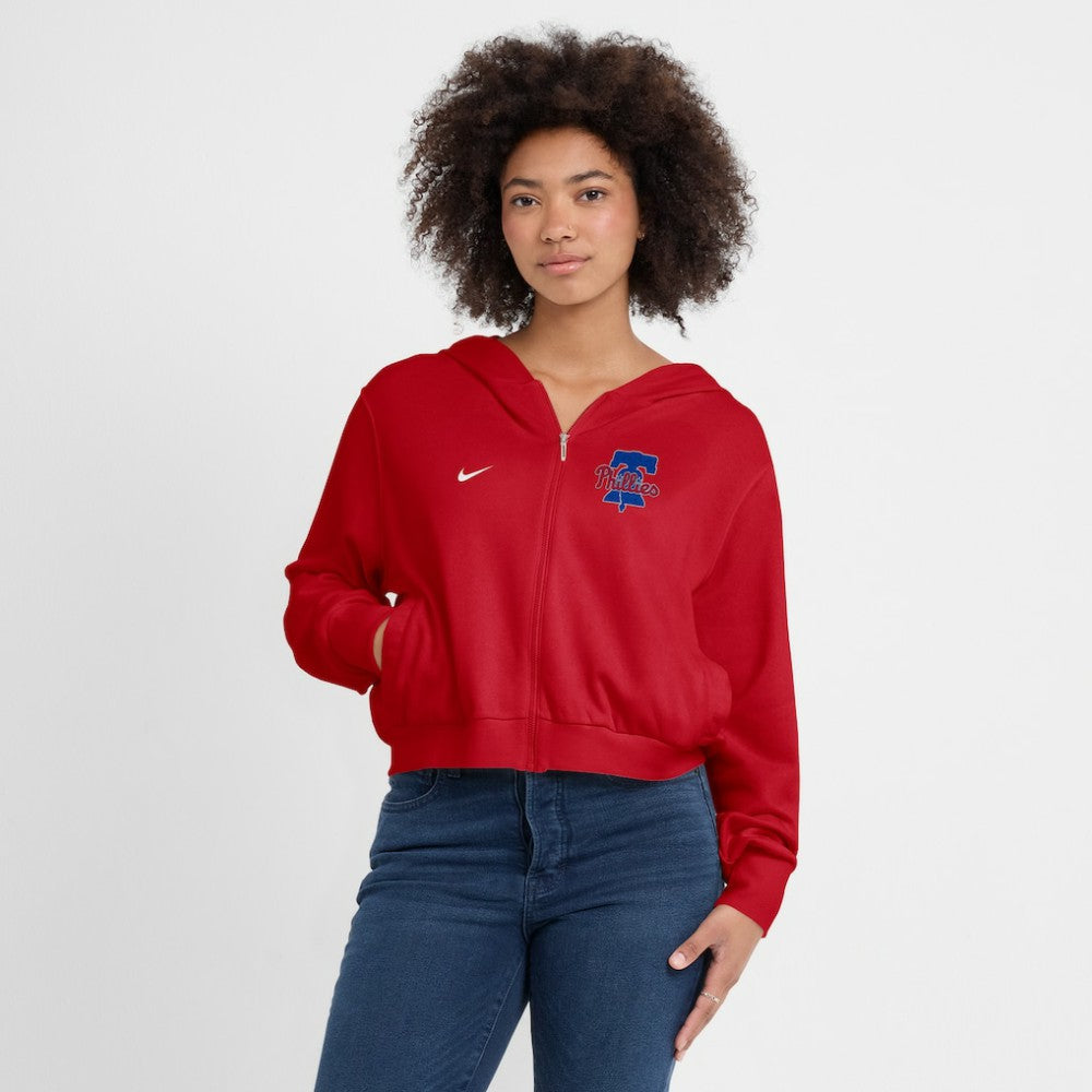 Philadelphia Phillies Nike Women's Cropped Chill Full-Zip Hoodie Online
