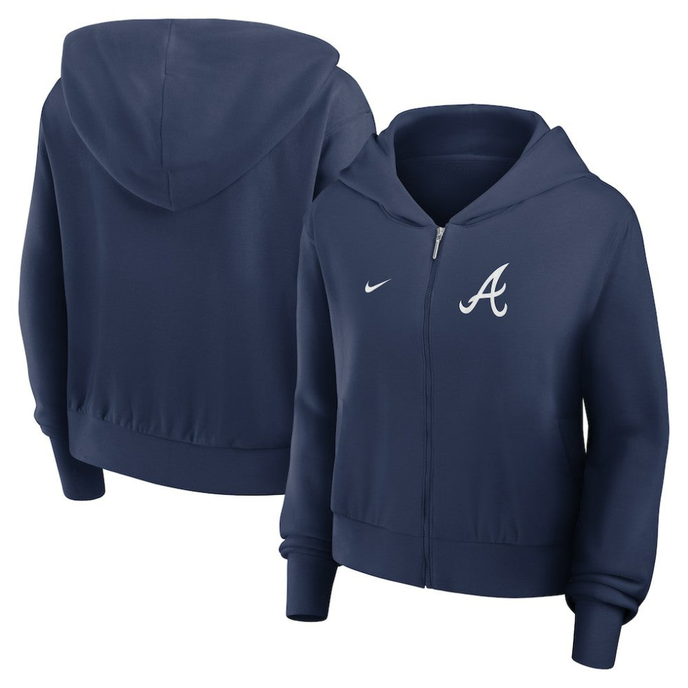 Atlanta Braves Nike Women's Cropped Chill Full-Zip Hoodie discount