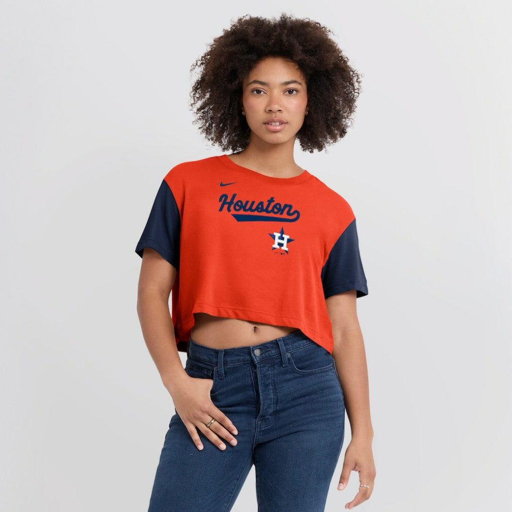 Houston Astros Nike Women's Script Dri-FIT Cropped T-Shirt Online
