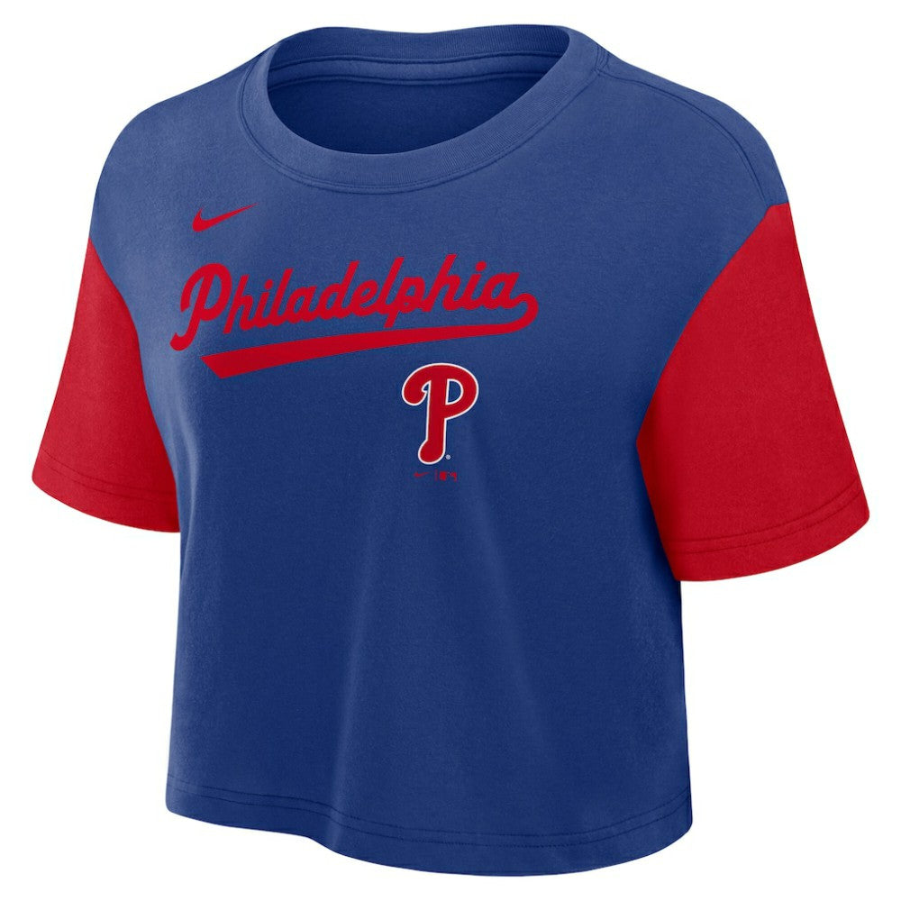 Philadelphia Phillies Nike Women's Script Dri-FIT Cropped T-Shirt Lifestyle