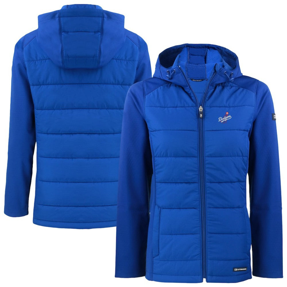Los Angeles Dodgers Cutter & Buck Women's  Evoke Hybrid Eco Softshell Recycled Full-Zip Hoodie Jacket Clearance