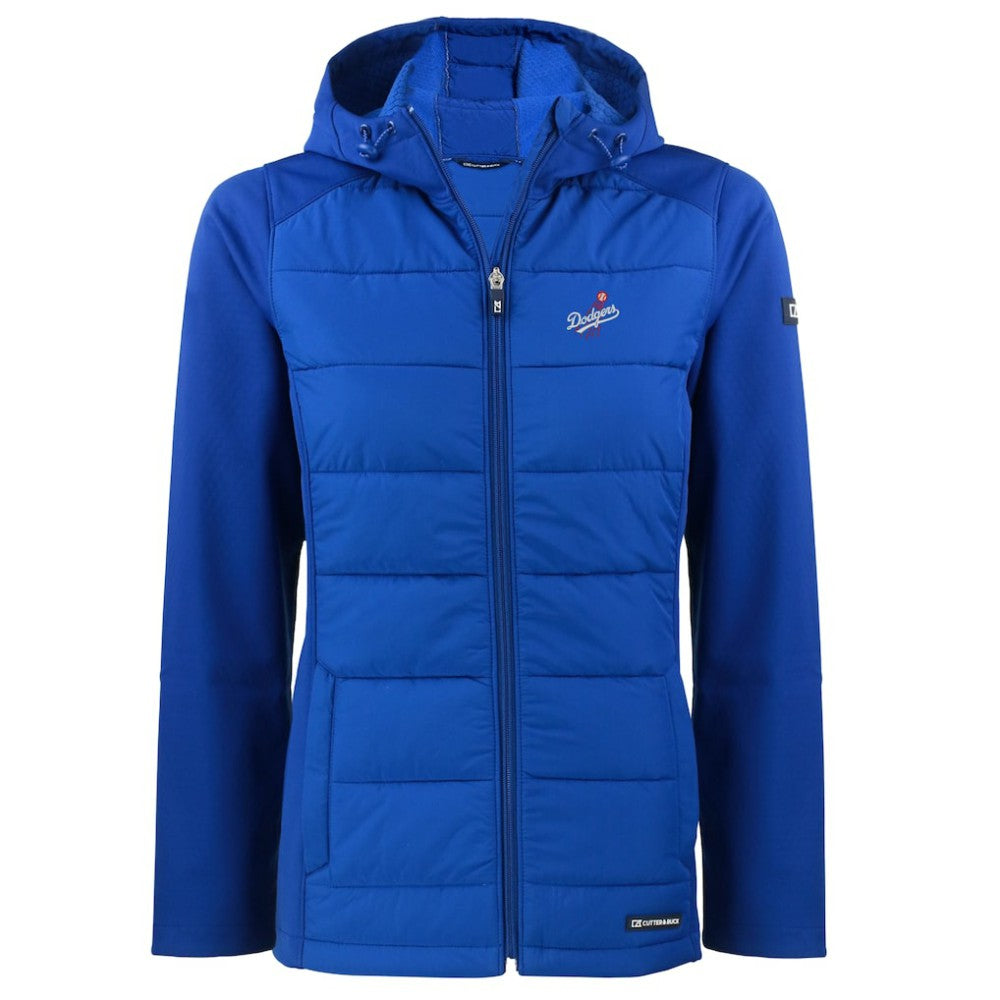 Los Angeles Dodgers Cutter & Buck Women's  Evoke Hybrid Eco Softshell Recycled Full-Zip Hoodie Jacket Clearance