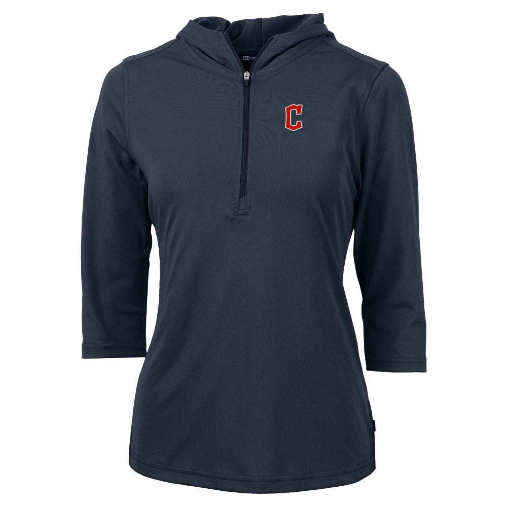 Cleveland Guardians Cutter & Buck Women's  DryTec Virtue Eco Pique Recycled 3/4-Sleeve Half-Zip Pullover Hoodie discount