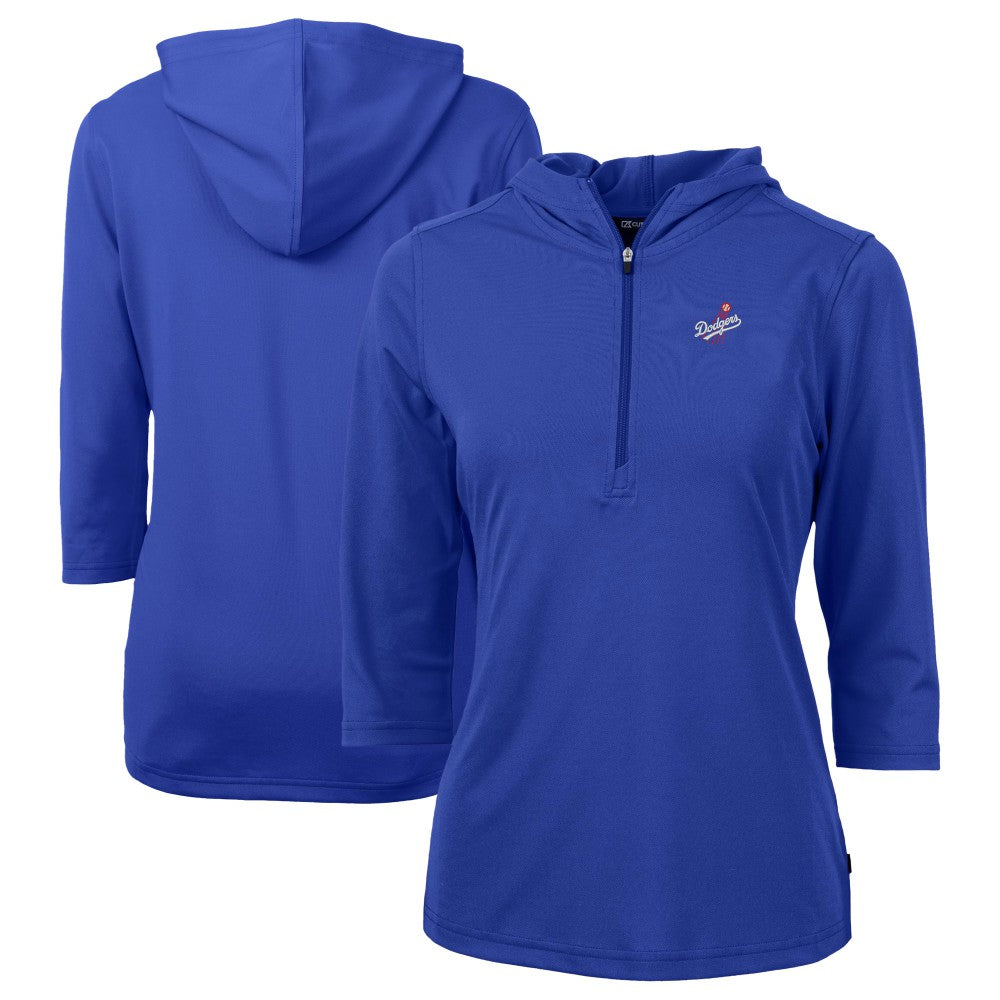 Los Angeles Dodgers Cutter & Buck Women's  DryTec Virtue Eco Pique Recycled 3/4-Sleeve Half-Zip Pullover Hoodie for sale
