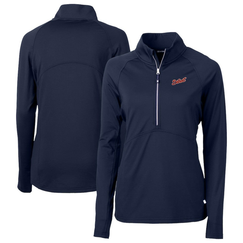 Detroit Tigers Cutter & Buck Women's  DryTec Adapt Eco Knit Stretch Recycled Raglan Half-Zip Top Clearance