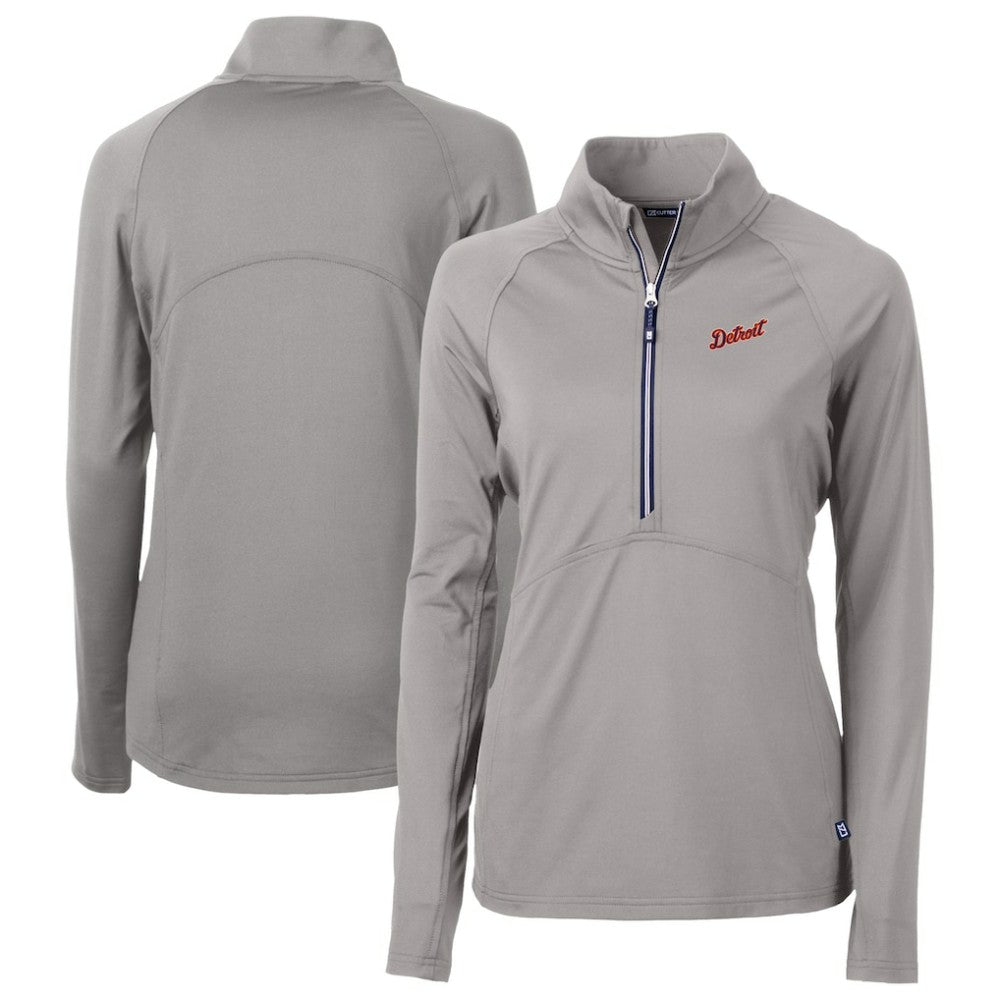 Detroit Tigers Cutter & Buck Women's  DryTec Adapt Eco Knit Stretch Recycled Raglan Half-Zip Top Clearance