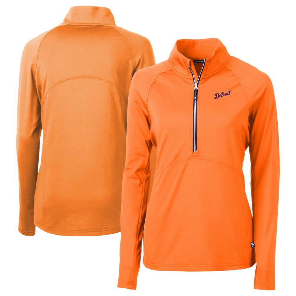 Detroit Tigers Cutter & Buck Women's  DryTec Adapt Eco Knit Stretch Recycled Raglan Half-Zip Top Lifestyle