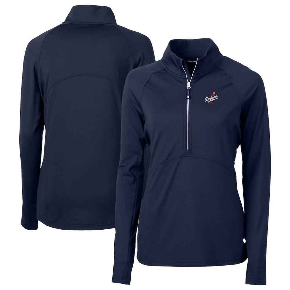 Los Angeles Dodgers Cutter & Buck Women's  DryTec Adapt Eco Knit Stretch Recycled Raglan Half-Zip Top Clearance