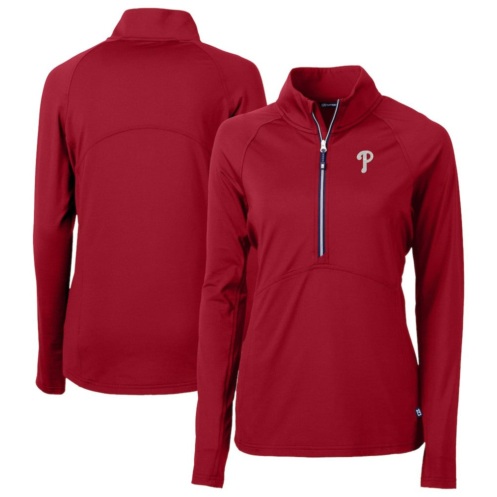 Philadelphia Phillies Cutter & Buck Women's  DryTec Adapt Eco Knit Stretch Recycled Raglan Half-Zip Top Online