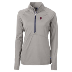 Philadelphia Phillies Cutter & Buck Women's Cooperstown Collection DryTec Adapt Eco Knit Stretch Recycled Raglan Half-Zip Top discount