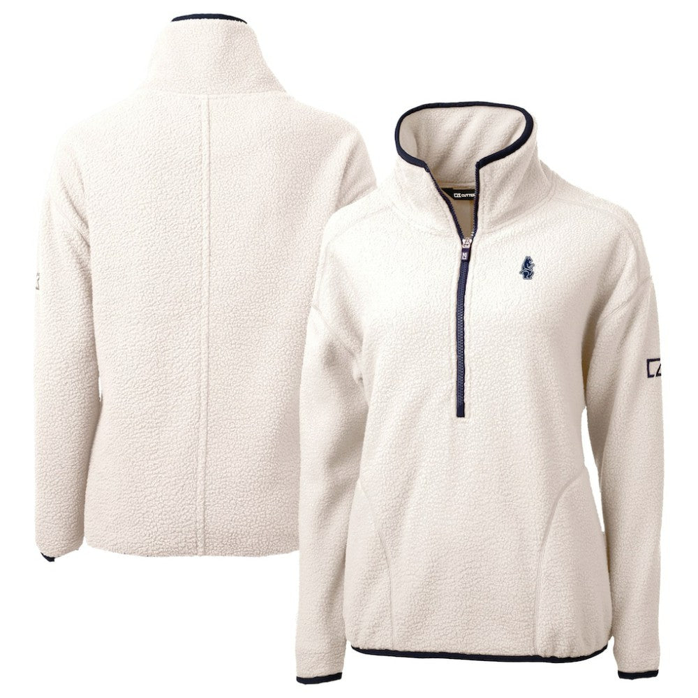 Chicago Cubs Cutter & Buck Women's Cooperstown Collection Cascade Eco Sherpa Fleece Half-Zip Pullover Jacket for sale