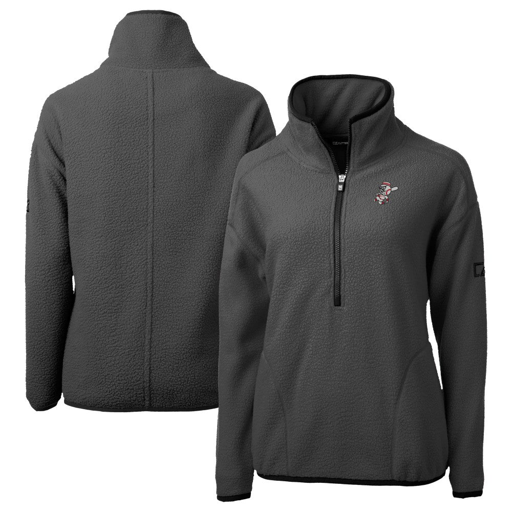 Cincinnati Reds Cutter & Buck Women's Cooperstown Collection Cascade Eco Sherpa Fleece Half-Zip Pullover Jacket Clearance