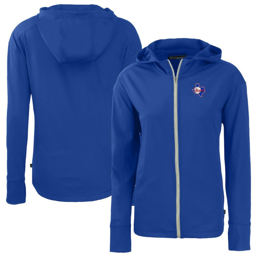 Texas Rangers Cutter & Buck Women's Cooperstown Collection Daybreak Eco Recycled Full-Zip Hoodie Jacket discount