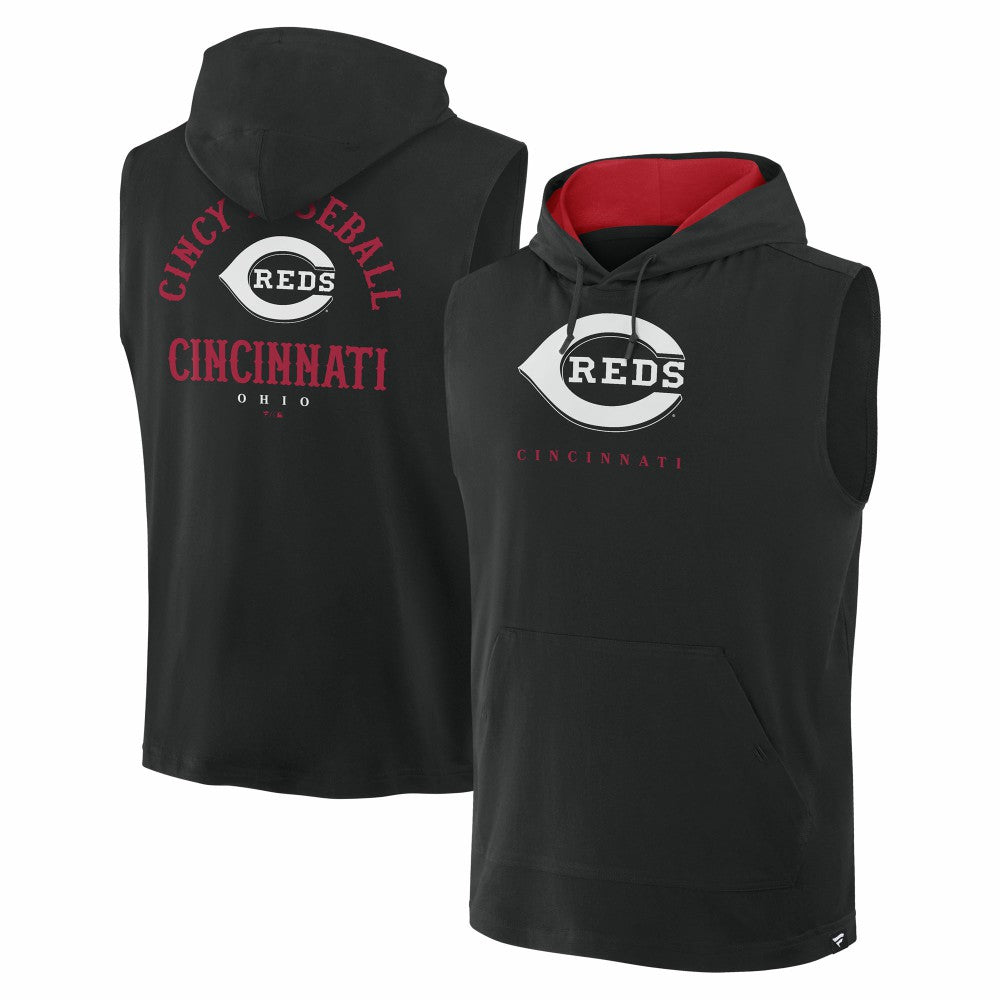 Cincinnati Reds Fanatics Fire Speed Sleeveless Pullover Hoodie On Sale
