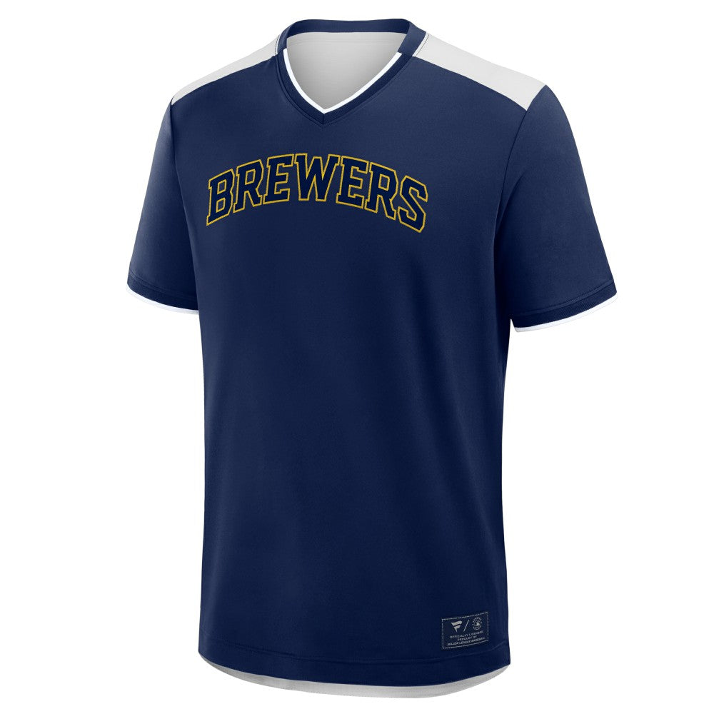 Milwaukee Brewers Fanatics Walk Off V-Neck T-Shirt On Sale