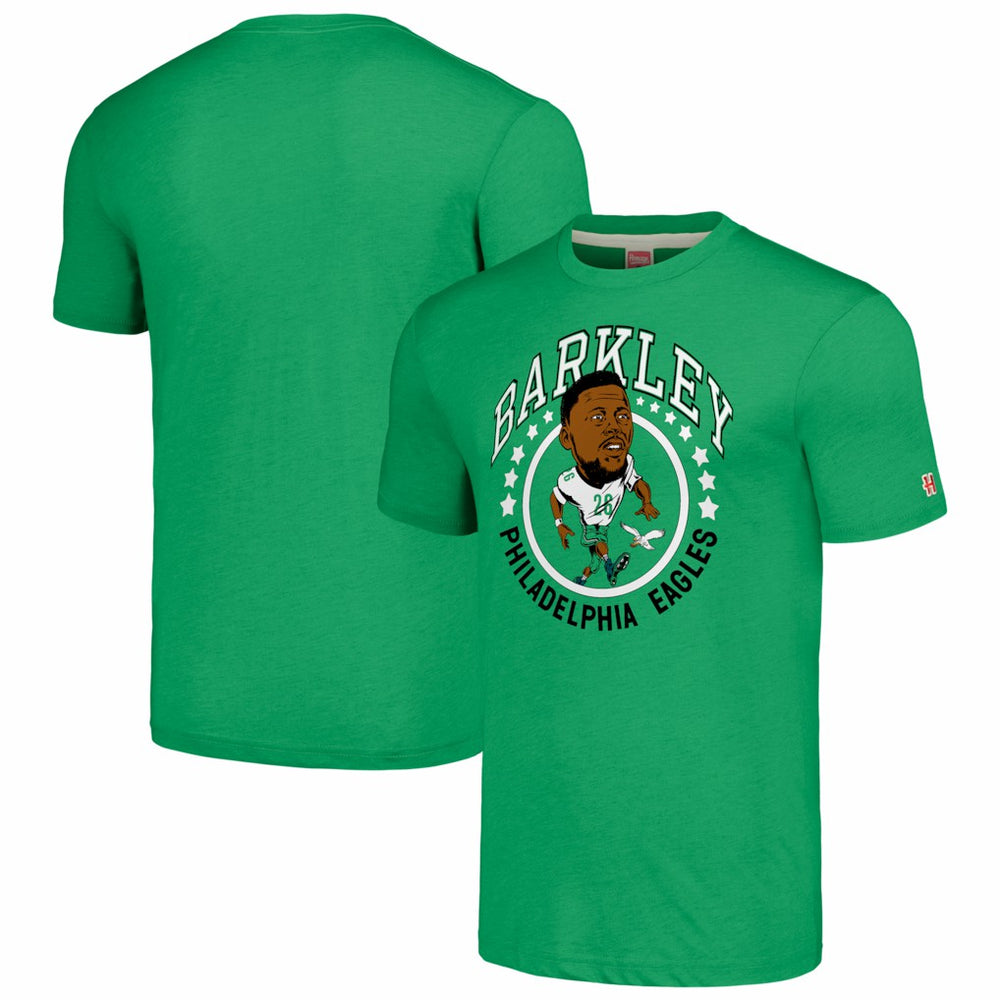 Saquon Barkley Philadelphia Eagles Homage Unisex Caricature Player Tri-Blend T-Shirt Kelly Green - NFL