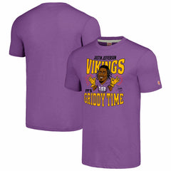Justin Jefferson Minnesota Vikings Homage Unisex Caricature Player Tri-Blend T-Shirt Heathered Purple - NFL