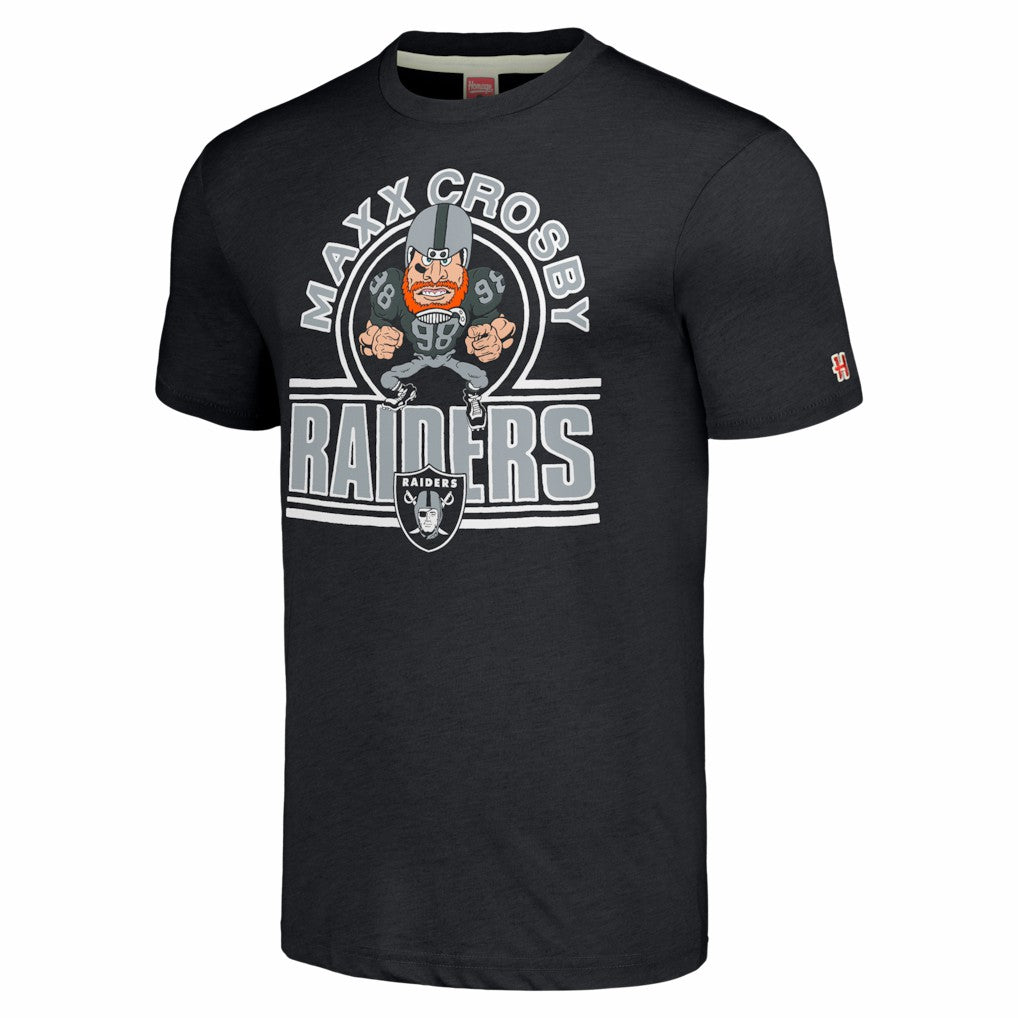 Maxx Crosby Las Vegas Raiders Homage Unisex Caricature Player Tri-Blend T-Shirt Charcoal - NFL