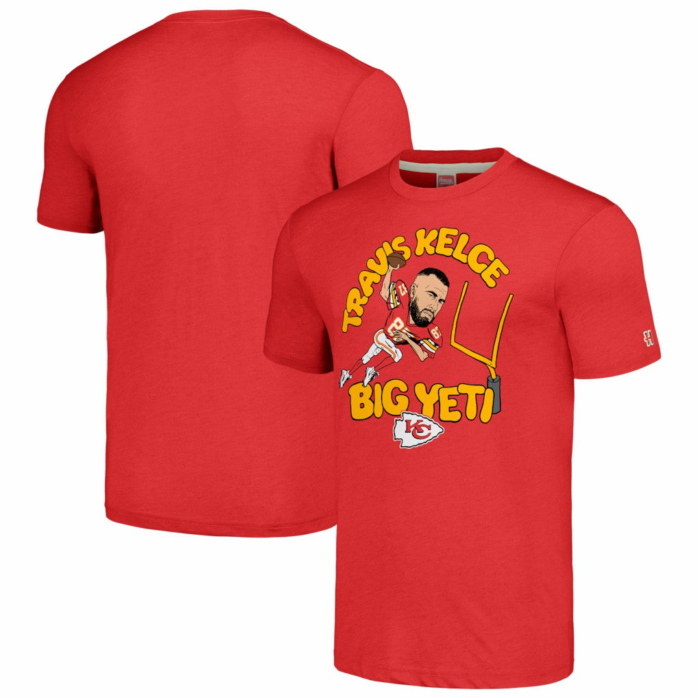 Travis Kelce Kansas City Chiefs Homage Unisex Caricature Player Tri-Blend T-Shirt Red - NFL