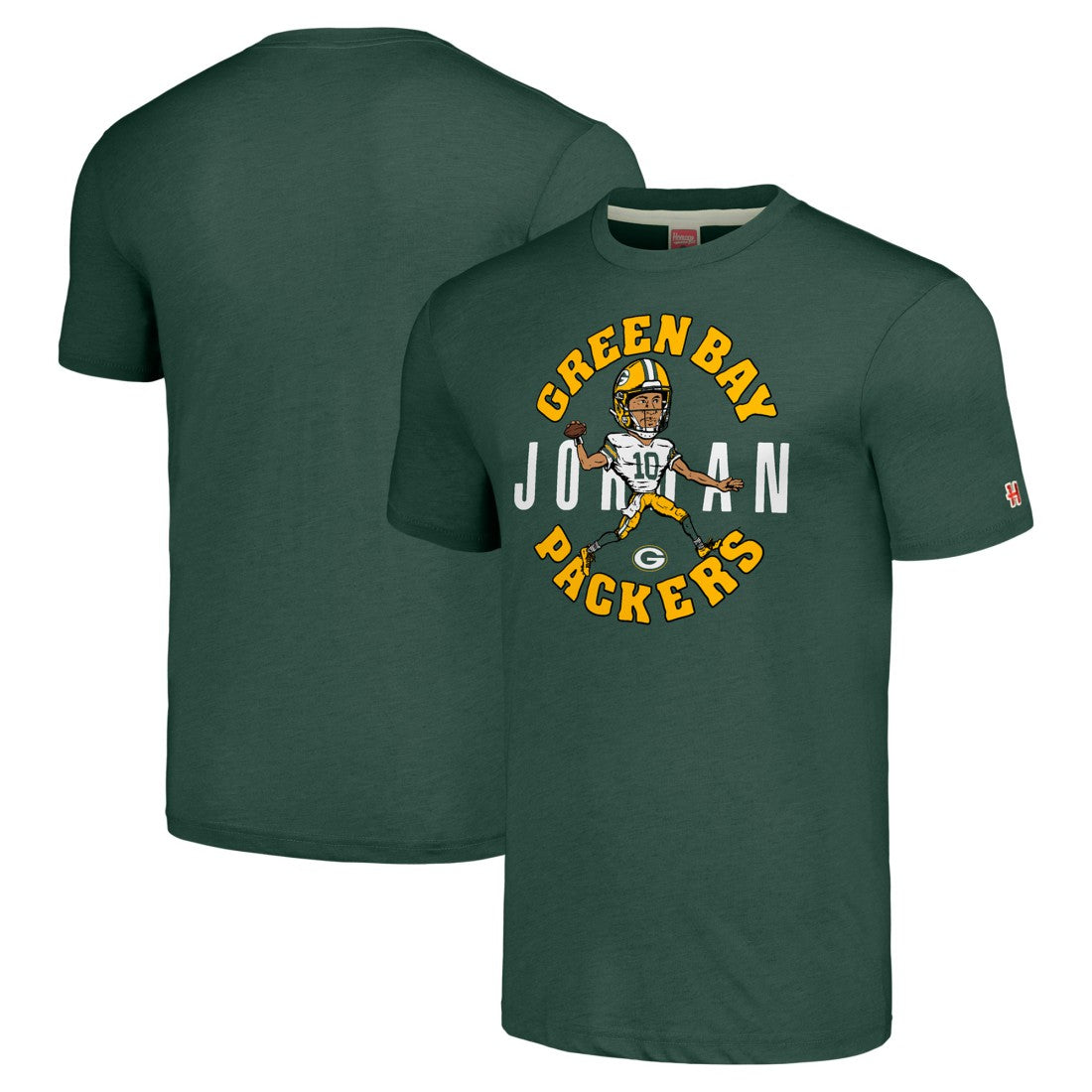 Jordan Love Green Bay Packers Homage Unisex Caricature Player Tri-Blend T-Shirt Green - NFL