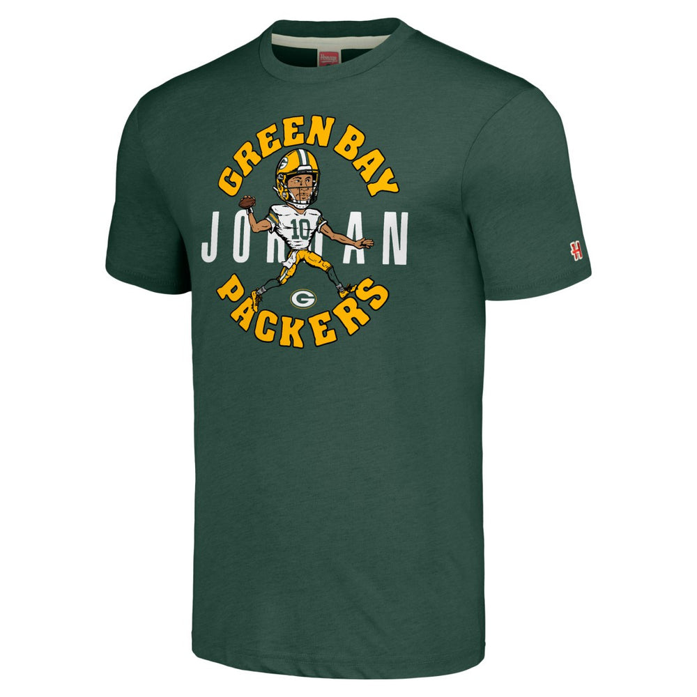 Jordan Love Green Bay Packers Homage Unisex Caricature Player Tri-Blend T-Shirt Green - NFL
