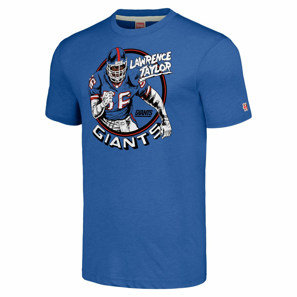 Lawrence Taylor New York Giants Homage Unisex Caricature Retired Player Tri-Blend T-Shirt Royal - NFL