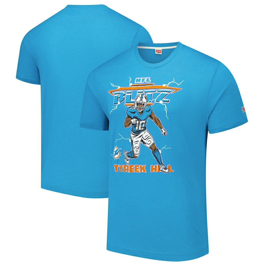 Tyreek Hill Miami Dolphins Homage Unisex NFL Blitz Player Tri-Blend T-Shirt Heathered Aqua - NFL