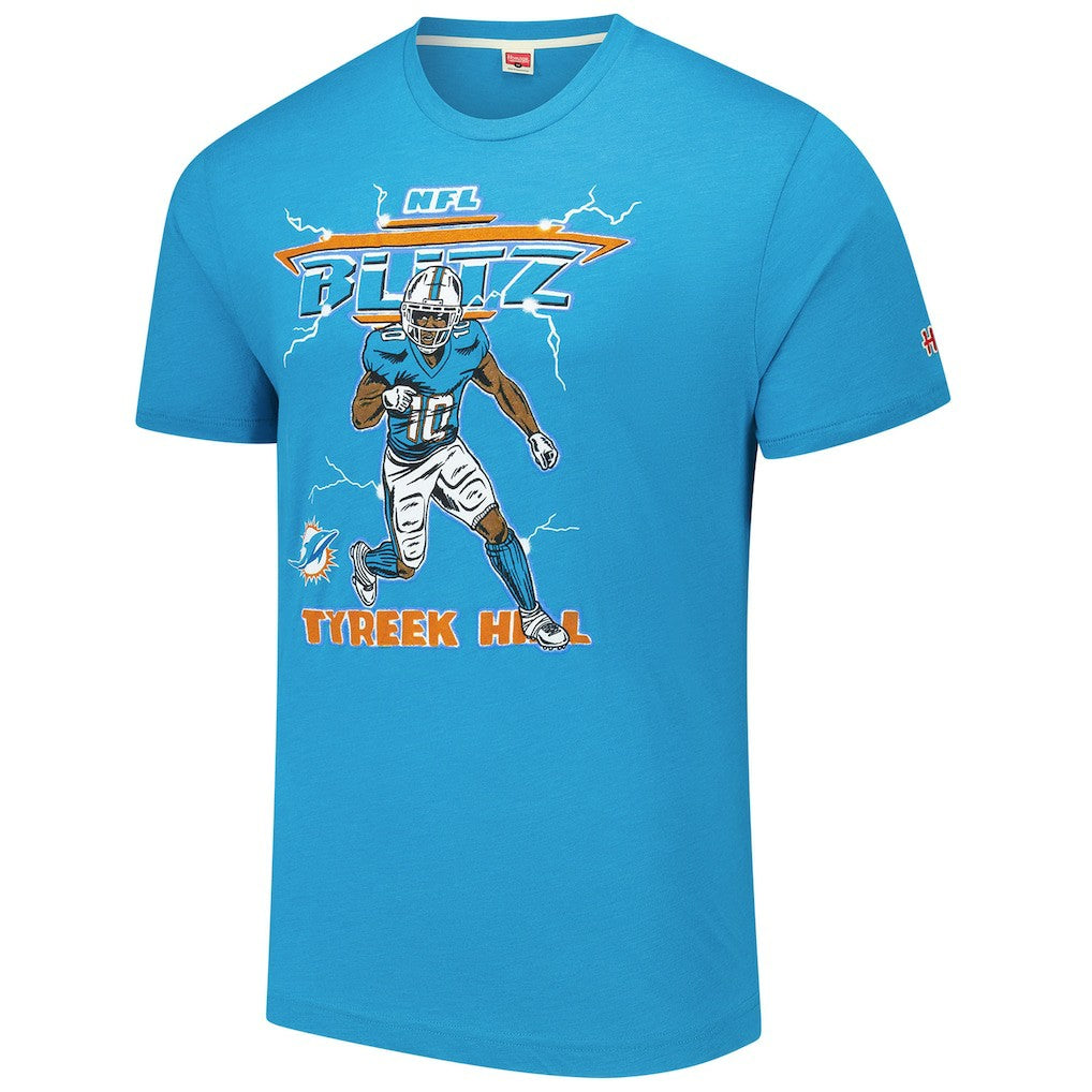 Tyreek Hill Miami Dolphins Homage Unisex NFL Blitz Player Tri-Blend T-Shirt Heathered Aqua - NFL