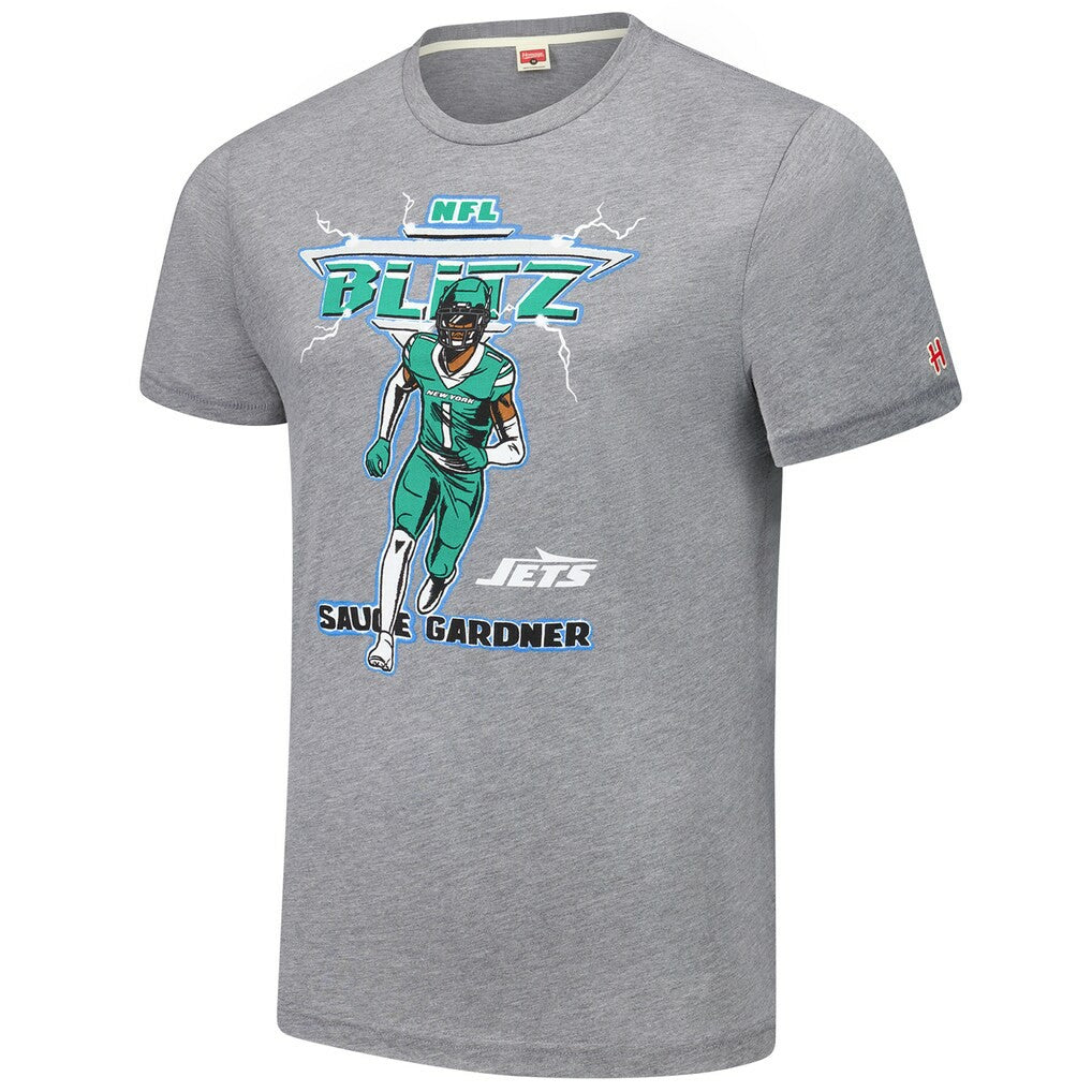 Ahmad Sauce Gardner New York Jets Homage Unisex NFL Blitz Player Tri-Blend T-Shirt Heathered Gray - NFL