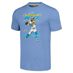 Justin Herbert Los Angeles Chargers Homage Unisex NFL Blitz Player Tri-Blend T-Shirt Heathered Powder Blue - NFL