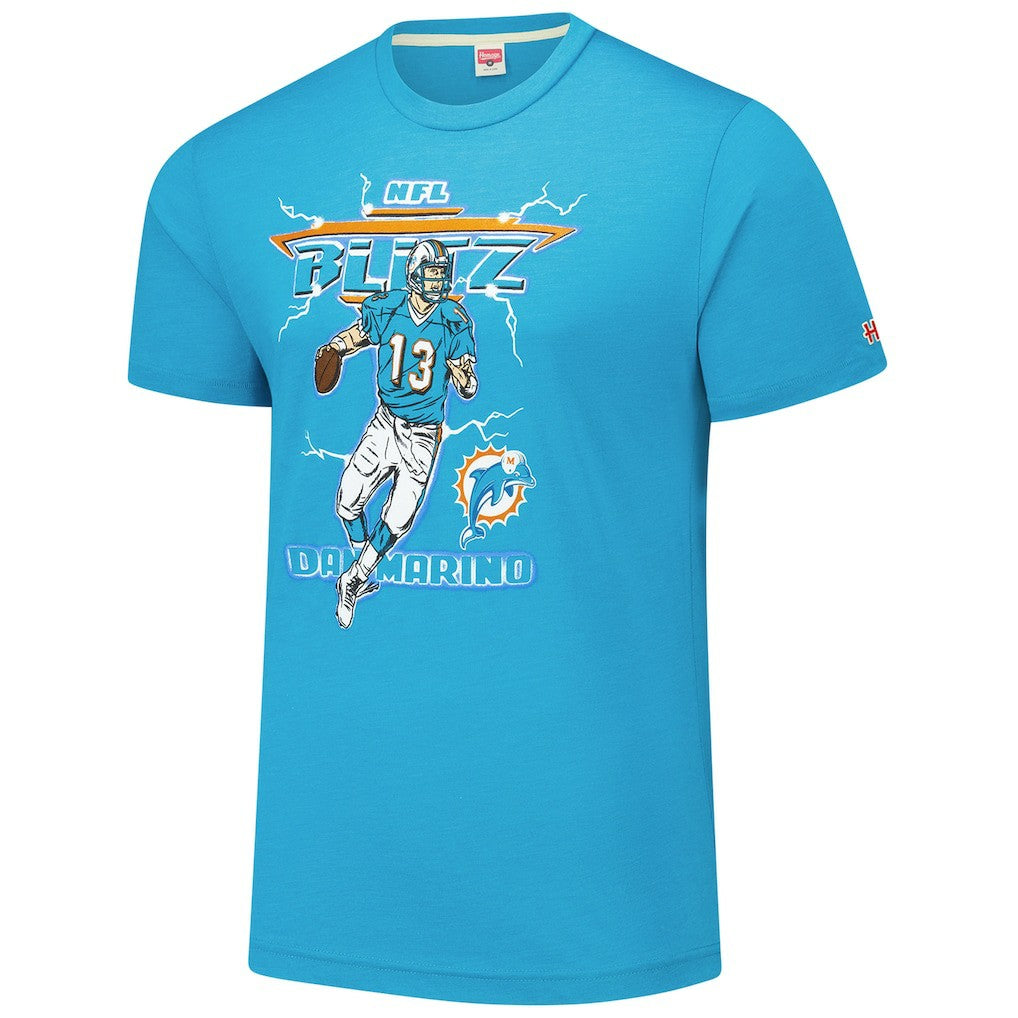 Dan Marino Miami Dolphins Homage Unisex NFL Blitz Retired Player Tri-Blend T-Shirt Heathered Aqua - NFL