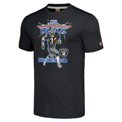 Bo Jackson Las Vegas Raiders Homage Unisex NFL Blitz Retired Player Tri-Blend T-Shirt Heathered Charcoal - NFL