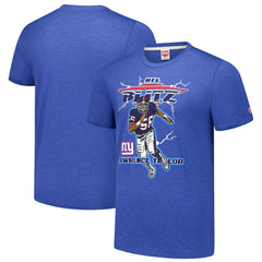 Lawrence Taylor New York Giants Homage Unisex NFL Blitz Retired Player Tri-Blend T-Shirt Heathered Royal - NFL