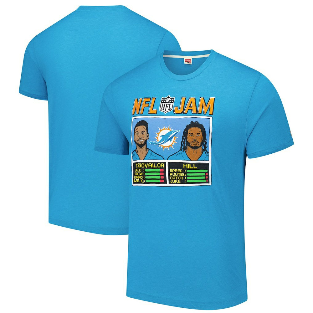 Tua Tagovailoa & Tyreek Hill Miami Dolphins Homage Unisex NFL Jam Tri-Blend T-Shirt Aqua - NFL