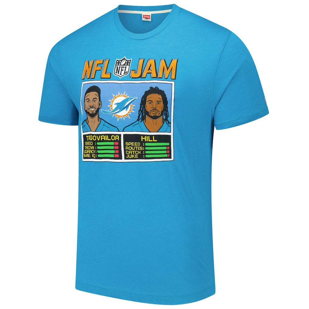 Tua Tagovailoa & Tyreek Hill Miami Dolphins Homage Unisex NFL Jam Tri-Blend T-Shirt Aqua - NFL