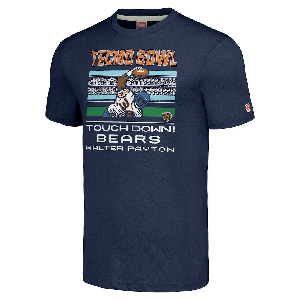 Walter Payton Chicago Bears Homage Unisex Tecmo Bowl Retired Player Graphic Tri-Blend T-Shirt Navy - NFL