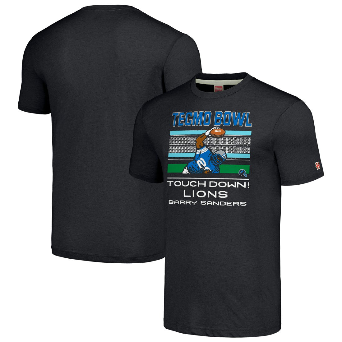 Barry Sanders Detroit Lions Homage Unisex Tecmo Bowl Retired Player Graphic Tri-Blend T-Shirt Charcoal - NFL