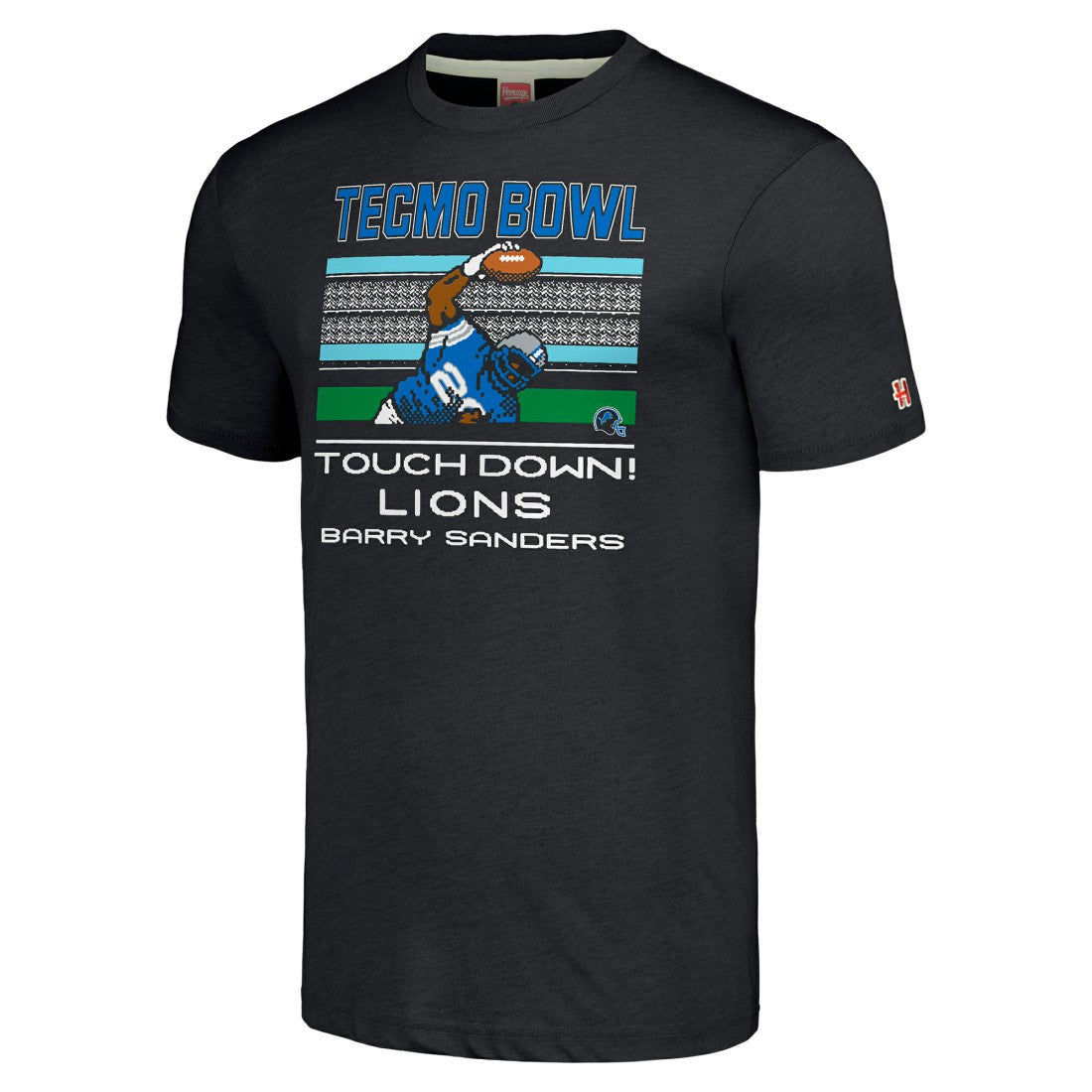 Barry Sanders Detroit Lions Homage Unisex Tecmo Bowl Retired Player Graphic Tri-Blend T-Shirt Charcoal - NFL