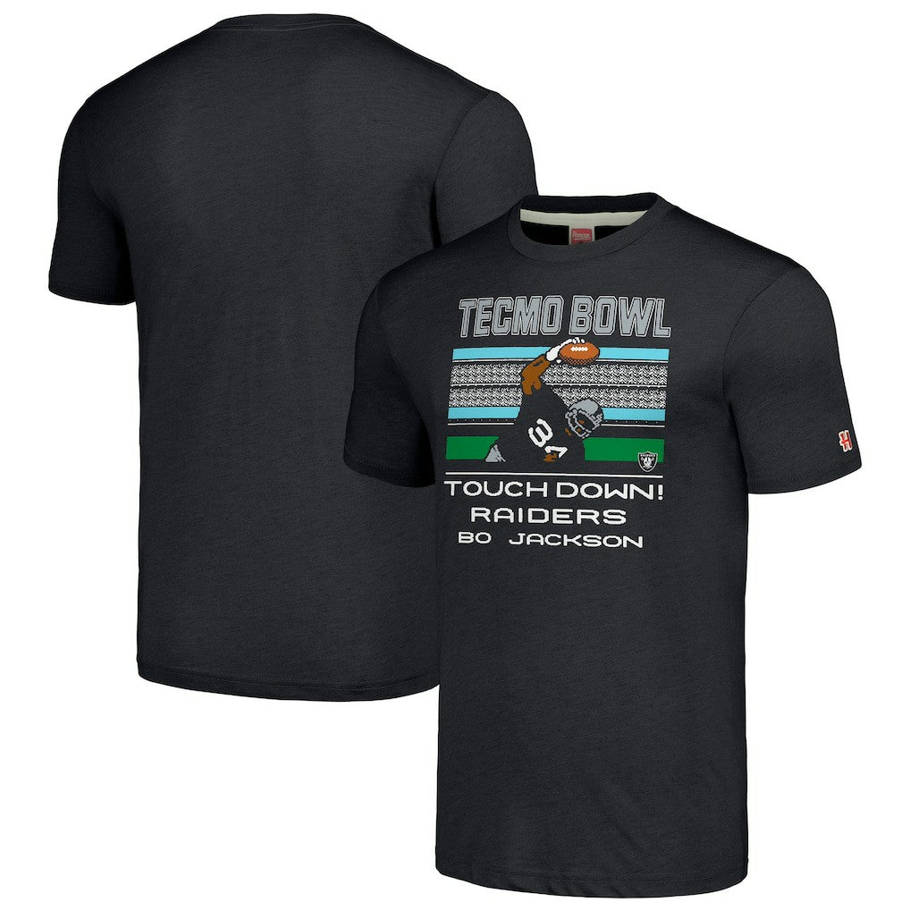 Bo Jackson Las Vegas Raiders Homage Unisex Tecmo Bowl Retired Player Graphic Tri-Blend T-Shirt Charcoal - NFL