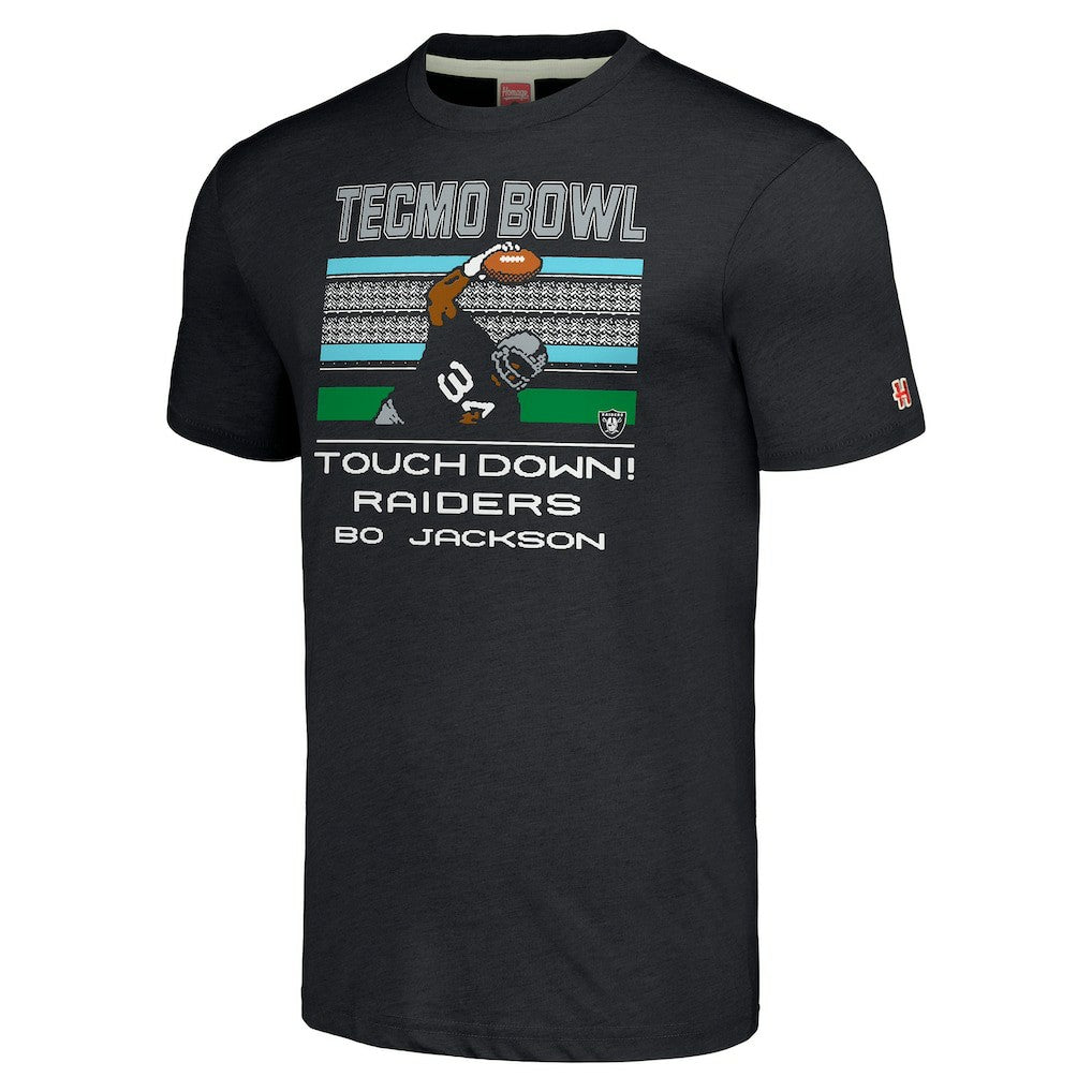 Bo Jackson Las Vegas Raiders Homage Unisex Tecmo Bowl Retired Player Graphic Tri-Blend T-Shirt Charcoal - NFL