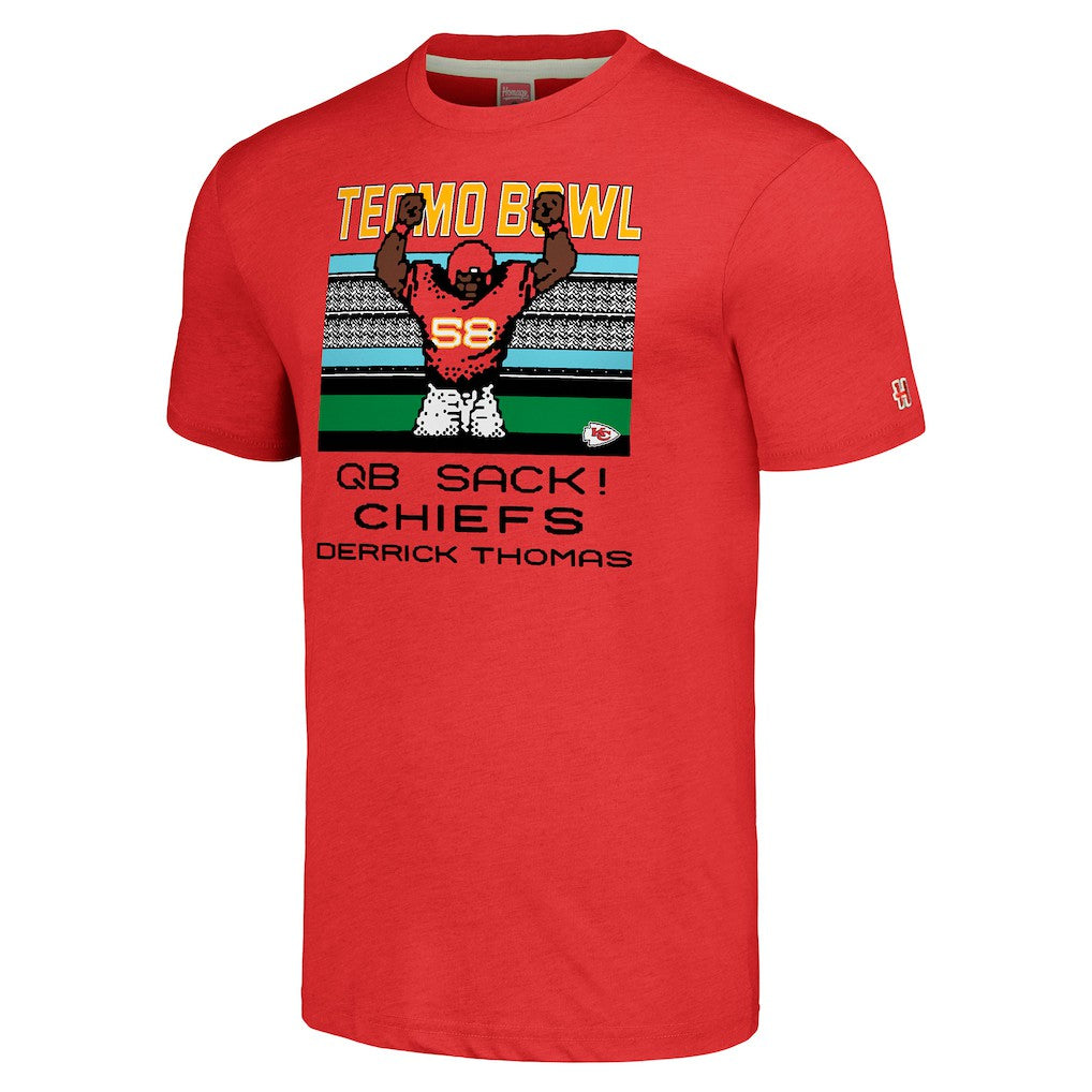 Derrick Thomas Kansas City Chiefs Homage Unisex Tecmo Bowl Retired Player Graphic Tri-Blend T-Shirt Red - NFL
