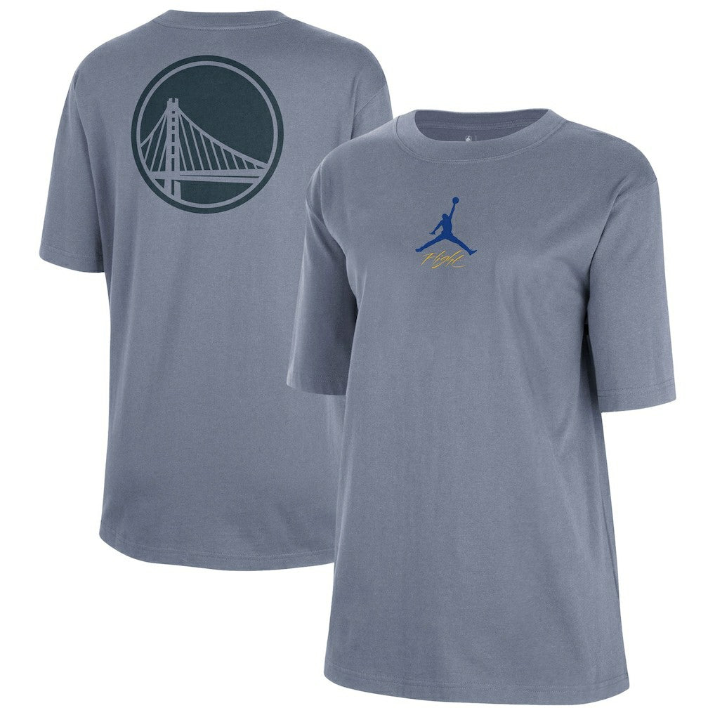 NBA - Golden State Warriors Jordan Brand Women's Courtside Statement Edition Boyfriend T-Shirt - Ash