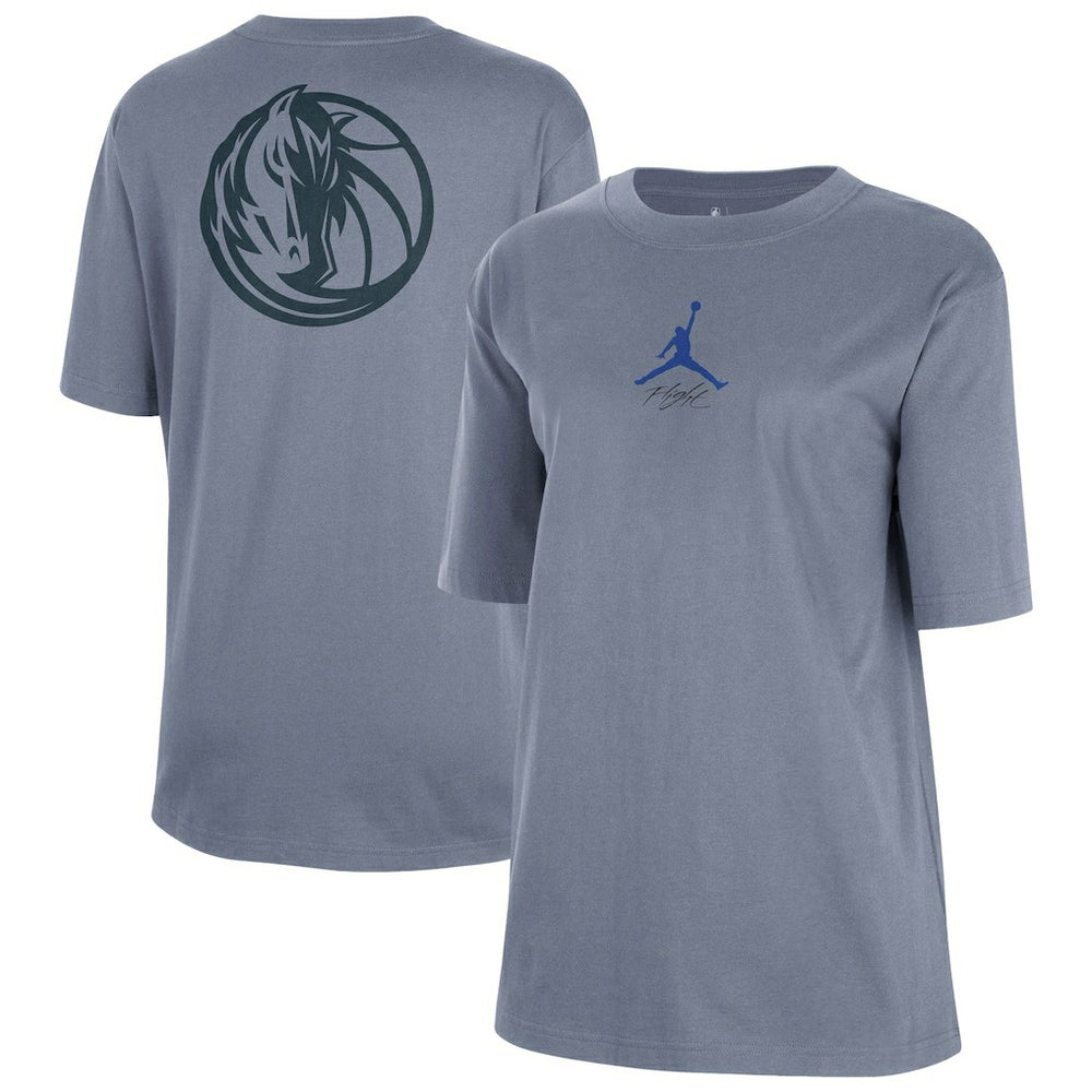 NBA - Dallas Mavericks Jordan Brand Women's Courtside Statement Edition Boyfriend T-Shirt - Ash