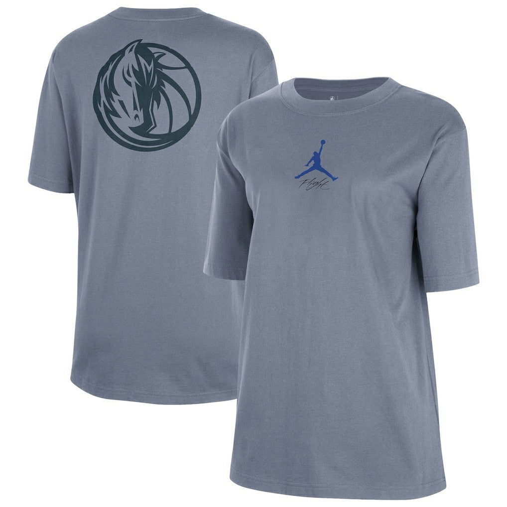 NBA - Dallas Mavericks Jordan Brand Women's Courtside Statement Edition Boyfriend T-Shirt - Ash