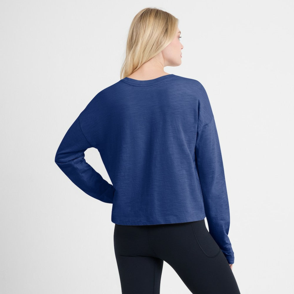 Toronto Maple Leafs - Fanatics Women's Oversized All Out Effort Long Sleeve Henley T-Shirt Blue
