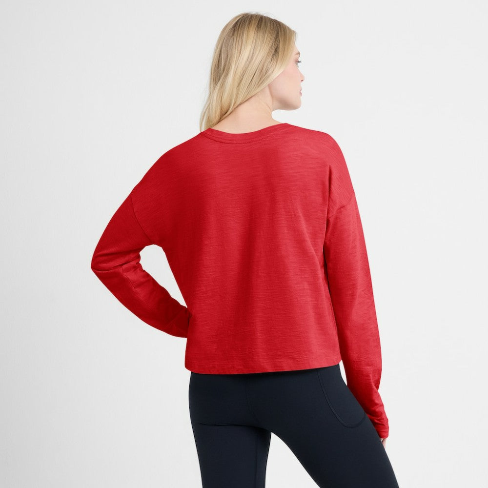 Carolina Hurricanes - Fanatics Women's Oversized All Out Effort Long Sleeve Henley T-Shirt Red