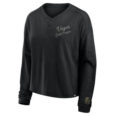 Vegas Golden Knights Fanatics Women's Oversized All Out Effort Long Sleeve Henley T-Shirt Black