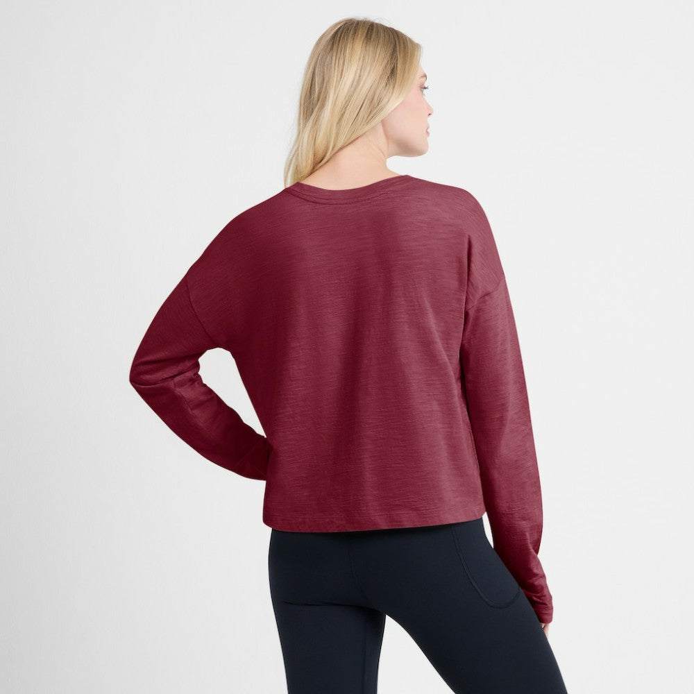 Colorado Avalanche - Fanatics Women's Oversized All Out Effort Long Sleeve Henley T-Shirt Burgundy
