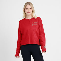 New Jersey Devils - Fanatics Women's Oversized All Out Effort Long Sleeve Henley T-Shirt Red